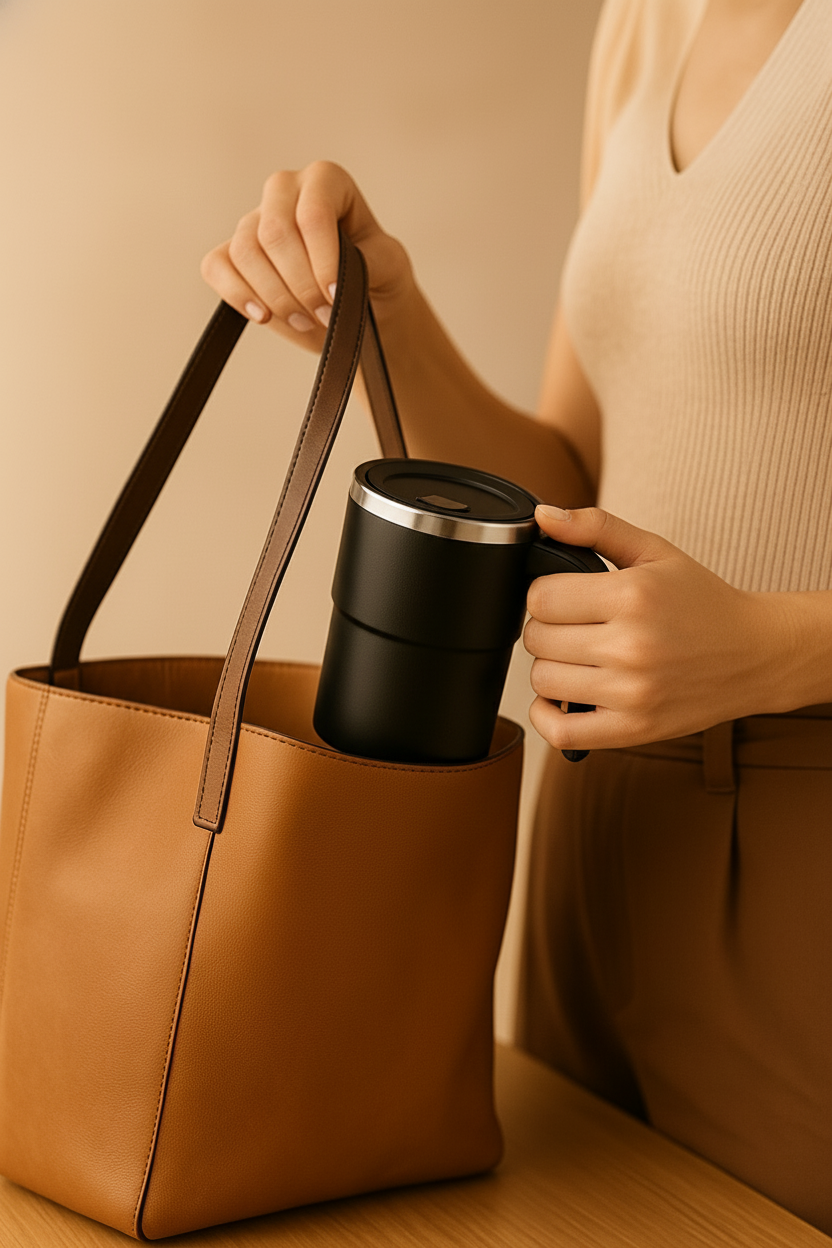 Femme tenant le mug correctement par le manche Image