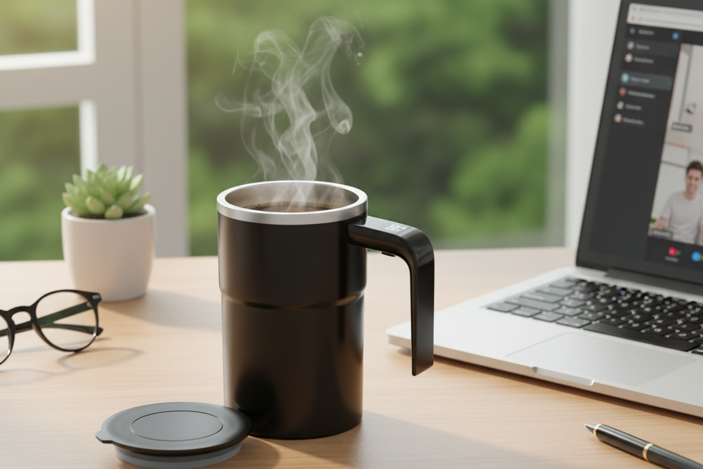 Mug noir sur bureau