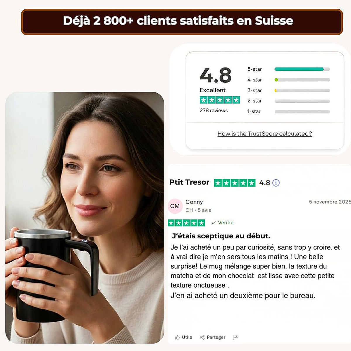 Déjà 2 800+ clients satisfaits en Suisse, note 4,8 sur 5 Image
